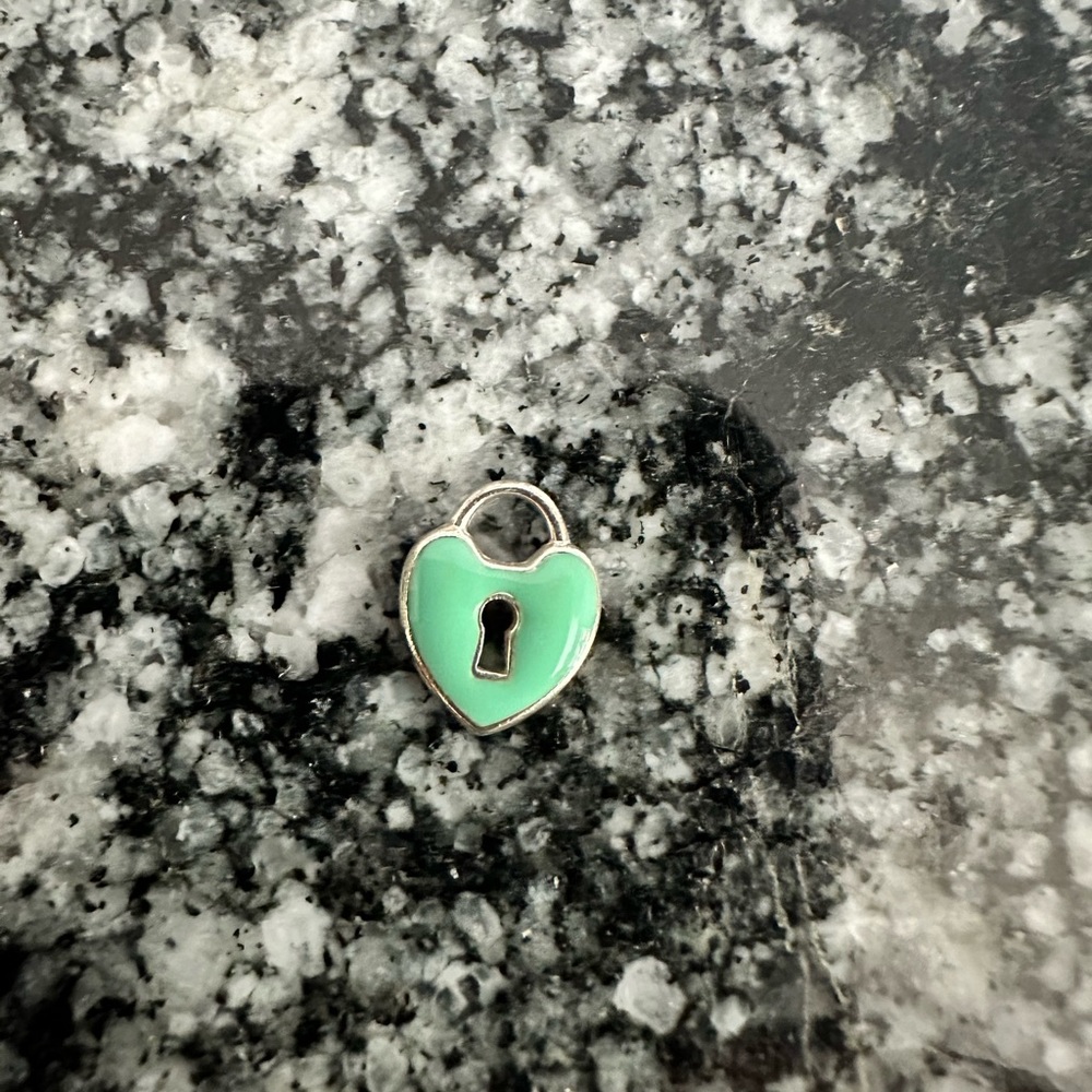 Tiffany & Co. Sterling Silver Blue Enamel Mini Heart Lock Pendant ONLY